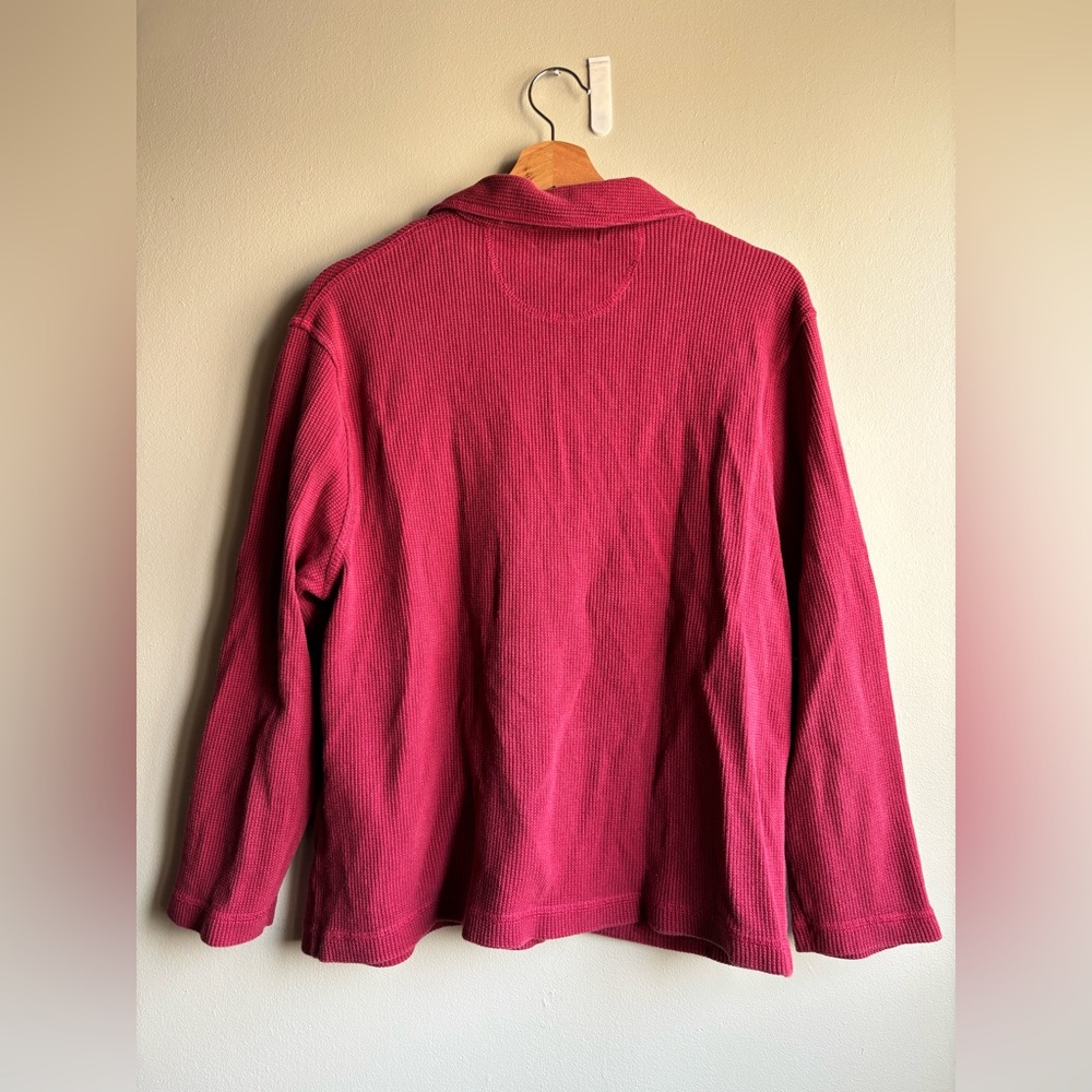 cleo Raspberry Knit Button-Up Collared Cardigan - Picture 3 of 5